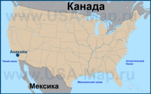 Анахайм на карте США