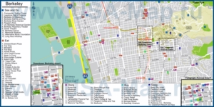 Туристическая карта Беркли с отелями, достопримечательностями, ресторанами, барами и магазинами