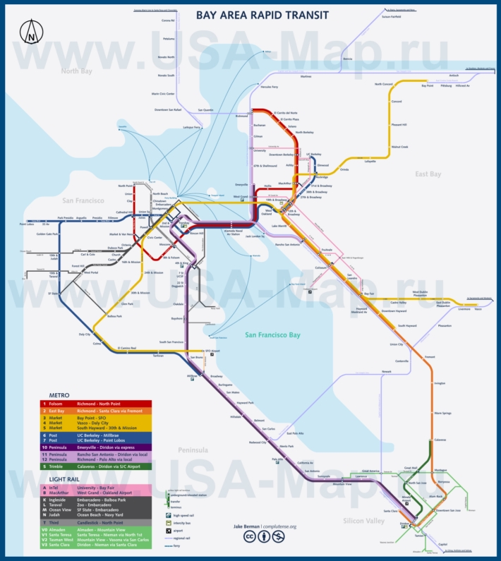 Карта метро Сан-Франциско