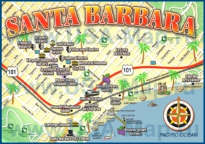 Туристическая карта Санта-Барбары с достопримечательностями