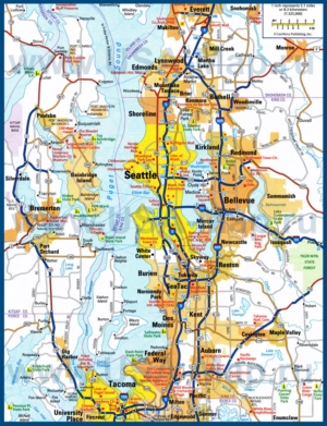 Карта дорог Сиэтла с окрестностями
